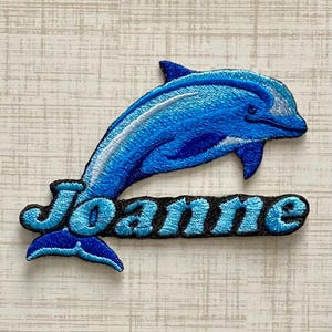 Personalized Dolphin Name Patch: Custom Embroidered Iron-On Applique