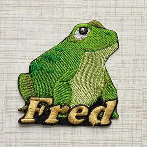 Personalized Frog Name Patch, Custom Embroidered Iron On, Toad Applique for Bags