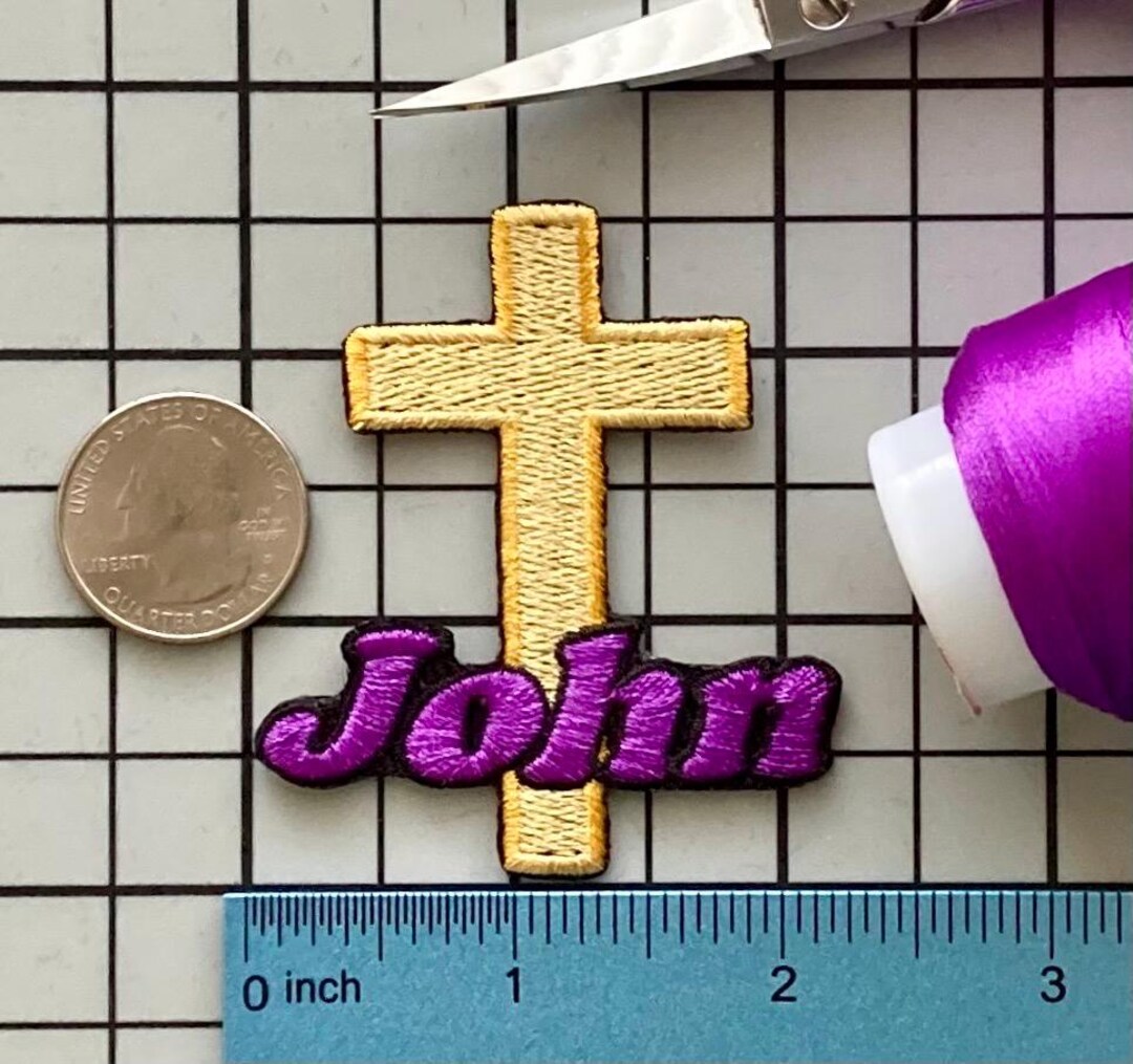 Personalized Cross Patch/custom Name/iron-on 2 1/2
