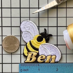 Personalized Bee Patch: Custom Embroidered Iron-On Applique