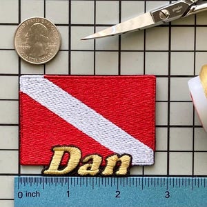 Personalisierter Taucher Flaggen Patch: Individuell gestickte Applikation zum Aufbügeln