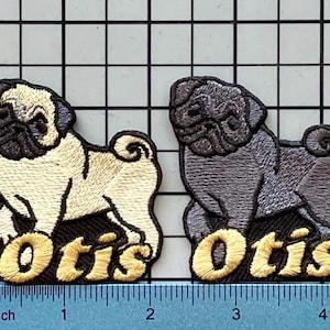 Personalized Pug Dog Patch: Custom Embroidered Iron-On Applique