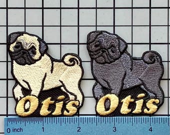 Personalized Pug Dog Embroidered Patch: Custom Name Iron-On Applique