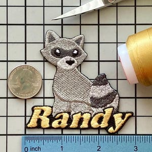 Personalized Raccoon Name Patch: Custom Embroidered Iron-On Applique