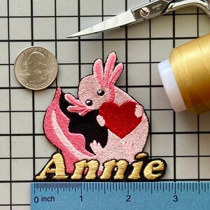 Personalized Axolotl Name Patch: Custom Embroidered Iron-On Applique