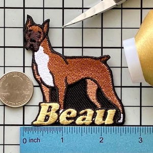 Personalized Boxer Dog Patch: Custom Embroidered Iron-On Applique