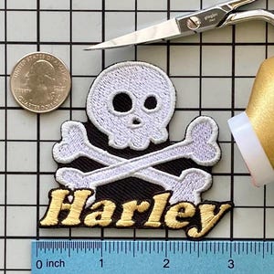 Patch personnalisé pour nom de tête de mort : applique thermocollante brodée personnalisée