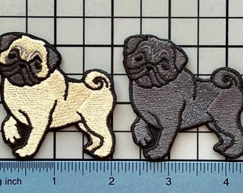 Pug Dog Patch Iron on No Name