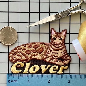 Personalized Bengal Cat Patch: Custom Embroidered Iron-On Applique Gift for Cat Lovers