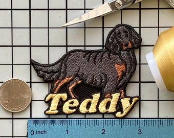 Personalized Gordon Setter Dog Patch: Custom Embroidered Iron-On Applique