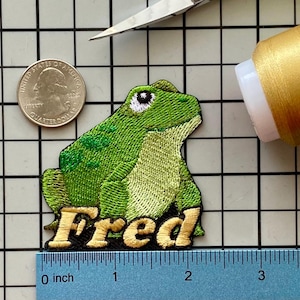 Toppa personalizzata con nome a forma di rana: applicazione termoadesiva ricamata personalizzata