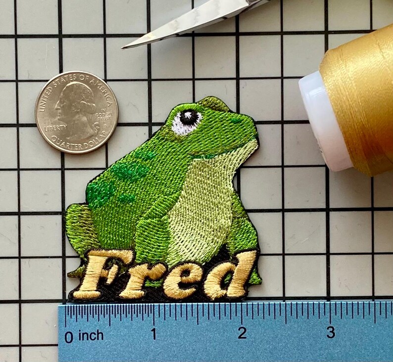 Personalized Frog Name Patch: Custom Embroidered Iron-On Applique image 1