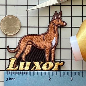 Personalisierter Pharaoh Hound Dog Patch: Individuell gestickte Applikation zum Aufbügeln