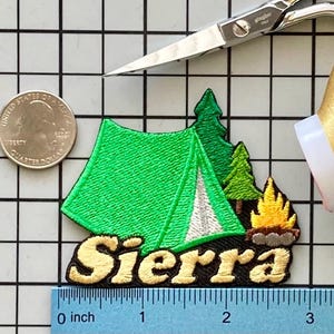 Personalized Camping Patch/Custom Name/Iron-on 3&quot; by 2 1/4&quot;/Fun Badge/Decorative Embroidered Applique/Outdoor Lover Gift/Nature/Backpacking