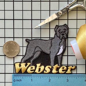 Personlig Cane Corso Hundmärke: Anpassad broderad stryk-på applikation Cane Corso Black