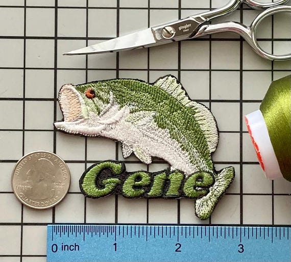 Personalized Bass Fishing Name Patch: Custom Embroidered Iron-On Applique
