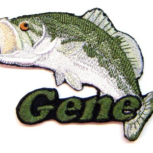 Personalisierter Barsch Angeln Patch/kundenspezifischer Name/zum Aufbügeln 3 "x 2 1/2"/Fun Badge/Dekorative gestickte Applikation/Tierliebhaber Geschenk/süßes Design