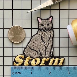 Écusson personnalisé chat chartreux : cadeau personnalisé brodé thermocollant pour les amoureux des chats