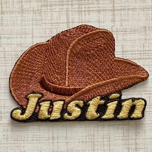 Gepersonaliseerde naampatch voor cowboyhoed: op maat geborduurde strijkapplicatie
