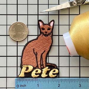 Personalized Havana Brown Cat Patch: Custom Embroidered Iron-On Applique Gift for Cat Lovers