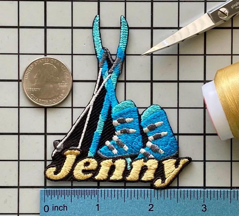 Personalized Skiing Name Patch: Custom Embroidered Iron-On Applique image 1