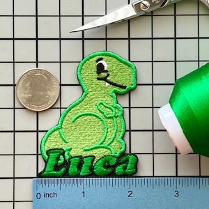 Personalized Dinosaur Name Patch: Custom Embroidered Iron-On Applique