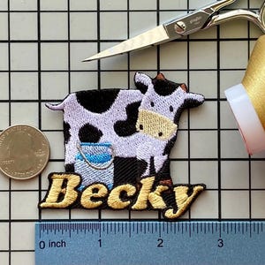 Parche con nombre de vaca personalizado: aplique termoadhesivo bordado personalizado