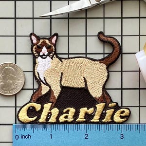 Personalized Snowshoe Cat Patch: Custom Embroidered Iron-On Applique