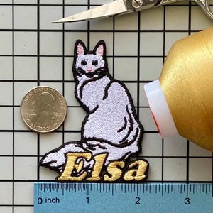 Personalized Turkish Angora Cat Patch: Custom Embroidered Iron-On Applique Gift for Cat Lovers