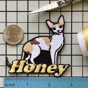 Personalized Devon Rex Cat Patch: Custom Embroidered Iron-On Applique Gift for Cat Lovers