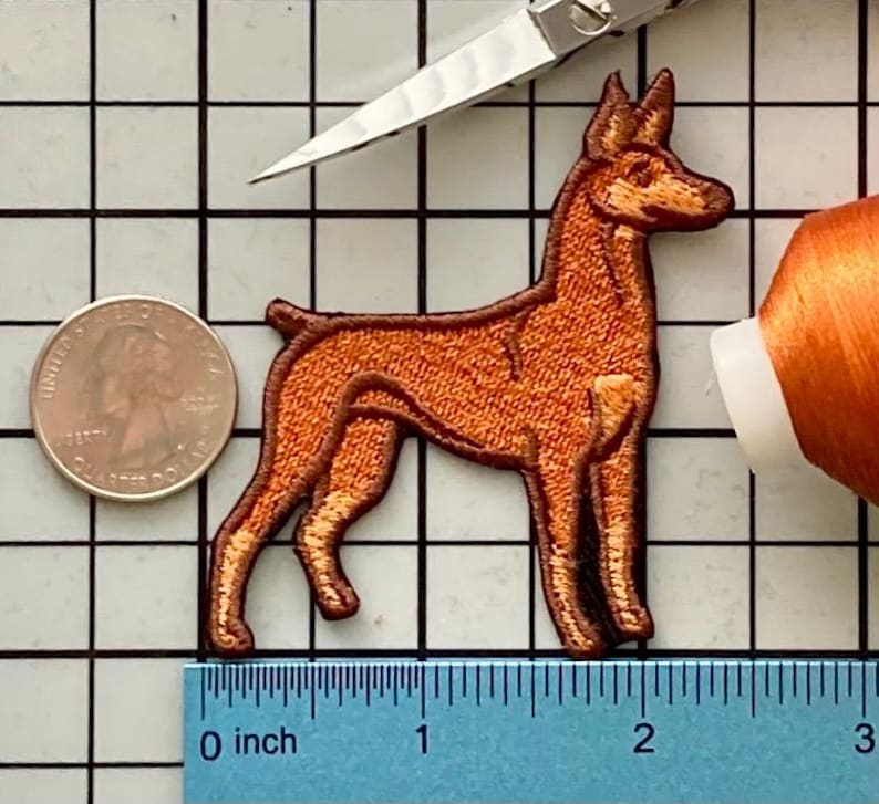 Doberman Pinscher Dog Patch Iron on No Name Doberman Red