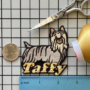 Personalized Silky Terrier Dog Patch: Custom Embroidered Iron-On Applique