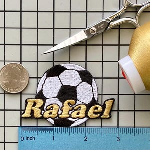 Personalized Soccer Patch/Custom Name/Iron-on 2" dia/Fun Badge/Decorative Embroidered Applique/Sports Lover Gift/Team Spirit