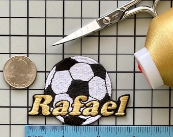 Personalized Soccer Patch/Custom Name/Iron-on 2&quot; dia/Fun Badge/Decorative Embroidered Applique/Sports Lover Gift/Team Spirit