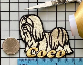 Personalized Lhasa Apso Dog Patch: Custom Embroidered Iron-On Applique