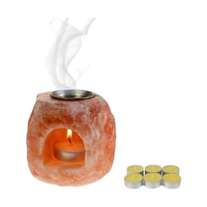 Himalayan Pink Salt Candle Holder with Aroma Lid & Tea Lights