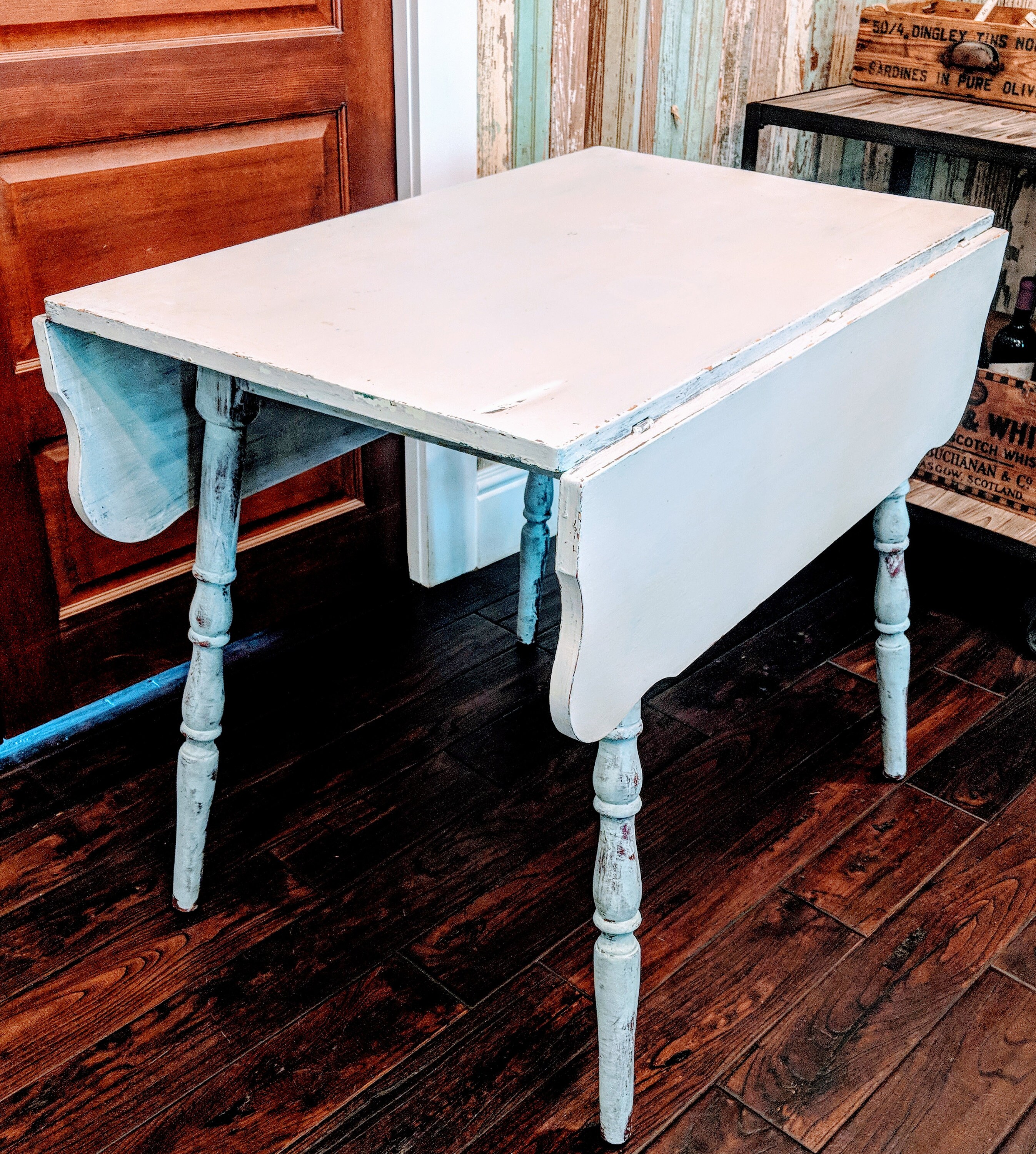 Vintage Drop Leaf Table Painted Drop Leaf Table Chippy White Etsy