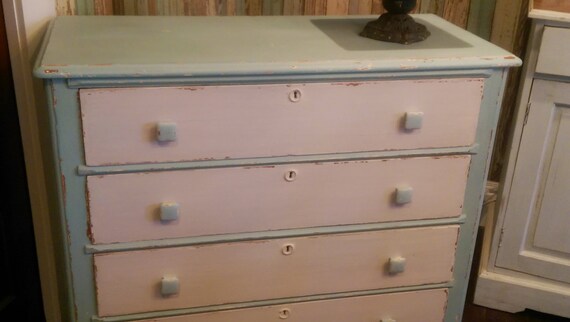 Reduced Vintage Milk Painted Distressed Four Drawer Etsy