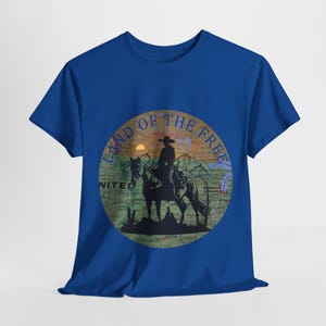 T-shirt unisexe cowboy du désert, chemise d'équitation western, graphique de carte américaine libre, T-shirt cactus du sud-ouest, tenue patriotique