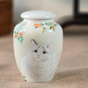 Urna pequeña de 400 ml con retrato de mascota personalizado. Urna de cremación de cerámica pintada a mano. Recuerdo conmemorativo personalizado para cenizas de perros y gatos.