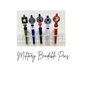 Military Beaded Pen – Refillable Ink - Patriotic Pen Gift for Veterans, Troops, or Military Families