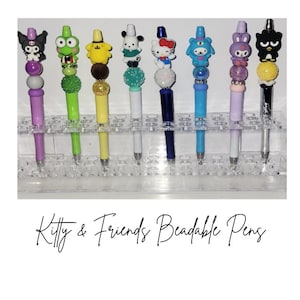 Character Beadable Pen  –  Kitty & Friends - Refillable Ink - Gift for All Ages