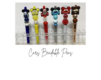 Character Beaded Pen –  Speedway Cars - Refillable Ink