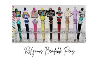 Religious Beaded Pen - Refillable Ink