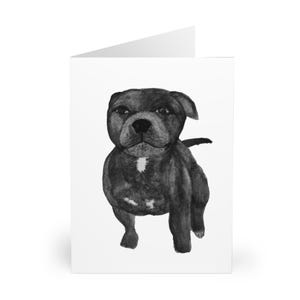 Greeting Cards, Staffie Watercolour Design, Pack of 5 Pet Lover Celebration Cards, Gifts for Dog Lovers, Birthday Cards for Him/Her