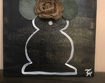 Bouncing bunny silhouette Hand Painted on Canvas