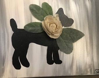 Silhouette Dog Art Portrait Hand Painted