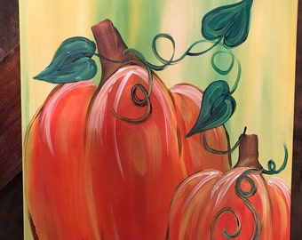 Pumpkins canvas and pumpkins Wall art acrylic painting landscape original painting!