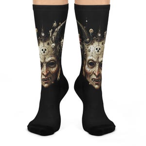 Ghoul Monster Halloween costume, Gothic Art Crew Socks Unique Design for Halloween, Macabre footwear, Gothic Wear, Wicked, Dark Aesthetic