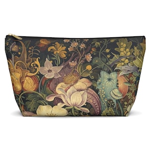 Vintage Floral Accessory Pouch, Tapestry look Makeup Bag, Bohemian Travel Essentials, Stylish Gift for Her, vintage botanical zipper pouch